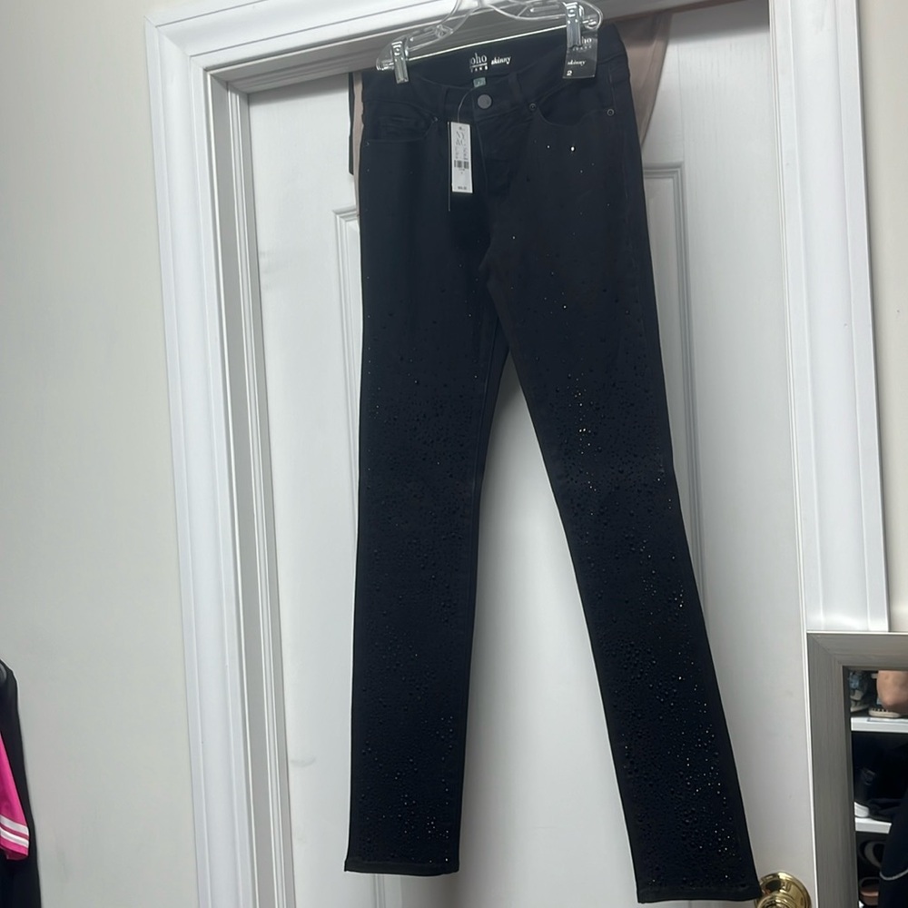 Black embellished skinny jeans
